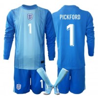Stroje piłkarskie Anglia Jordania Pickford #1 Bramkarskie Koszulka Podstawowej dla dzieci MŚ 2026 Długi Rękaw (+ szorty)